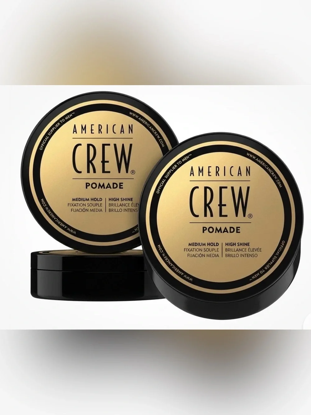 2Pack Men's Hair Pomade by American Crew, Medium Hold with High Shine